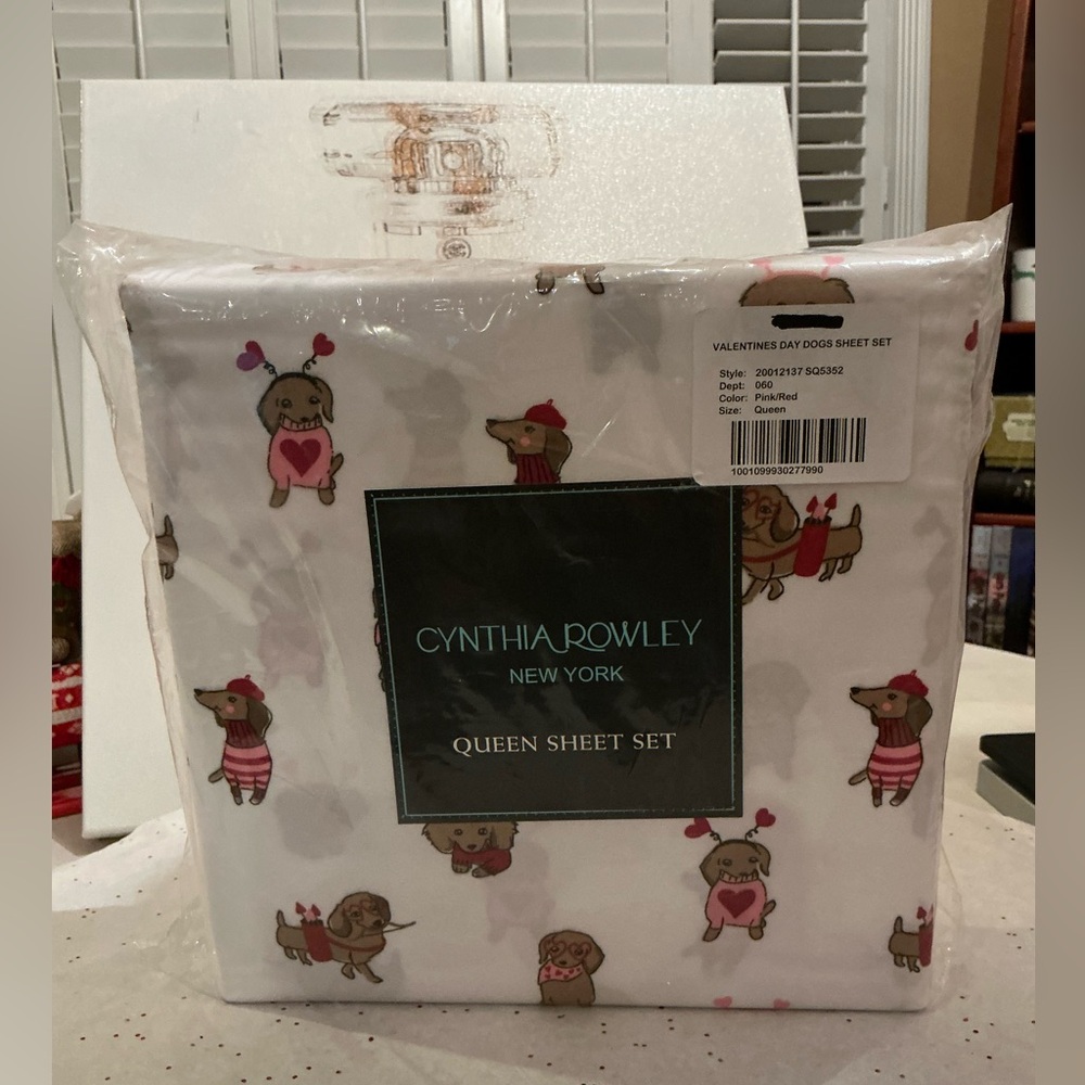 Dachshund valentine sheet set queen size